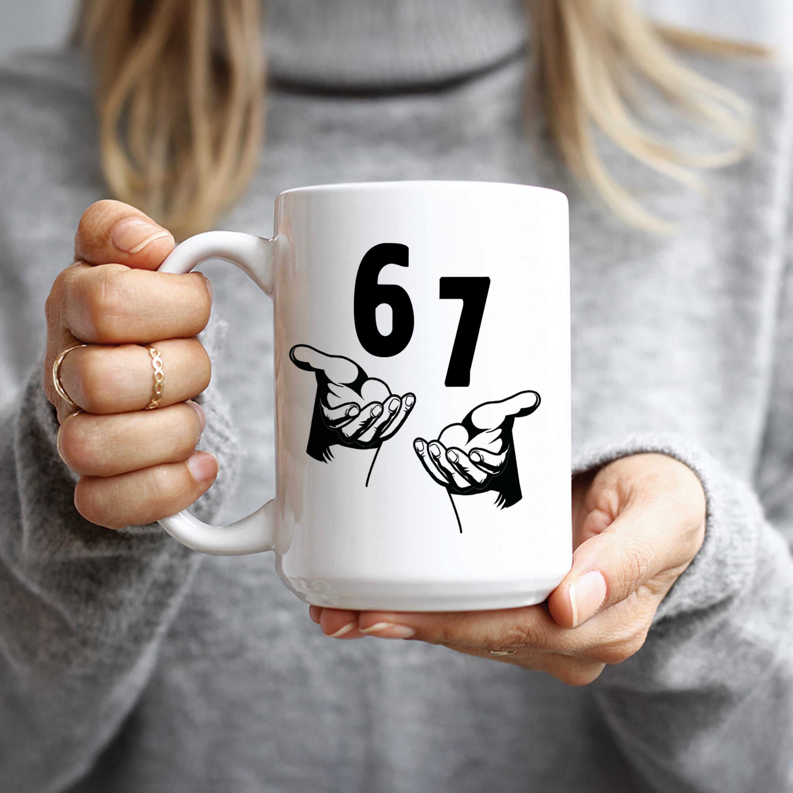 Hogg Caneca 67 Meme, xícara de café de cerâmica de 425 g, caneca 6