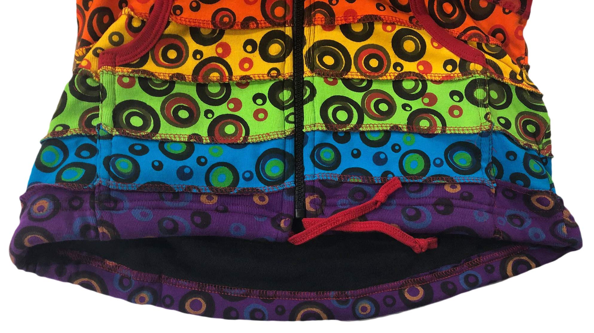 Gheri da Donna Stampa Bolla Psichedelico Arcobaleno A Strisce Colorato Rave Felpa con Cappuccio