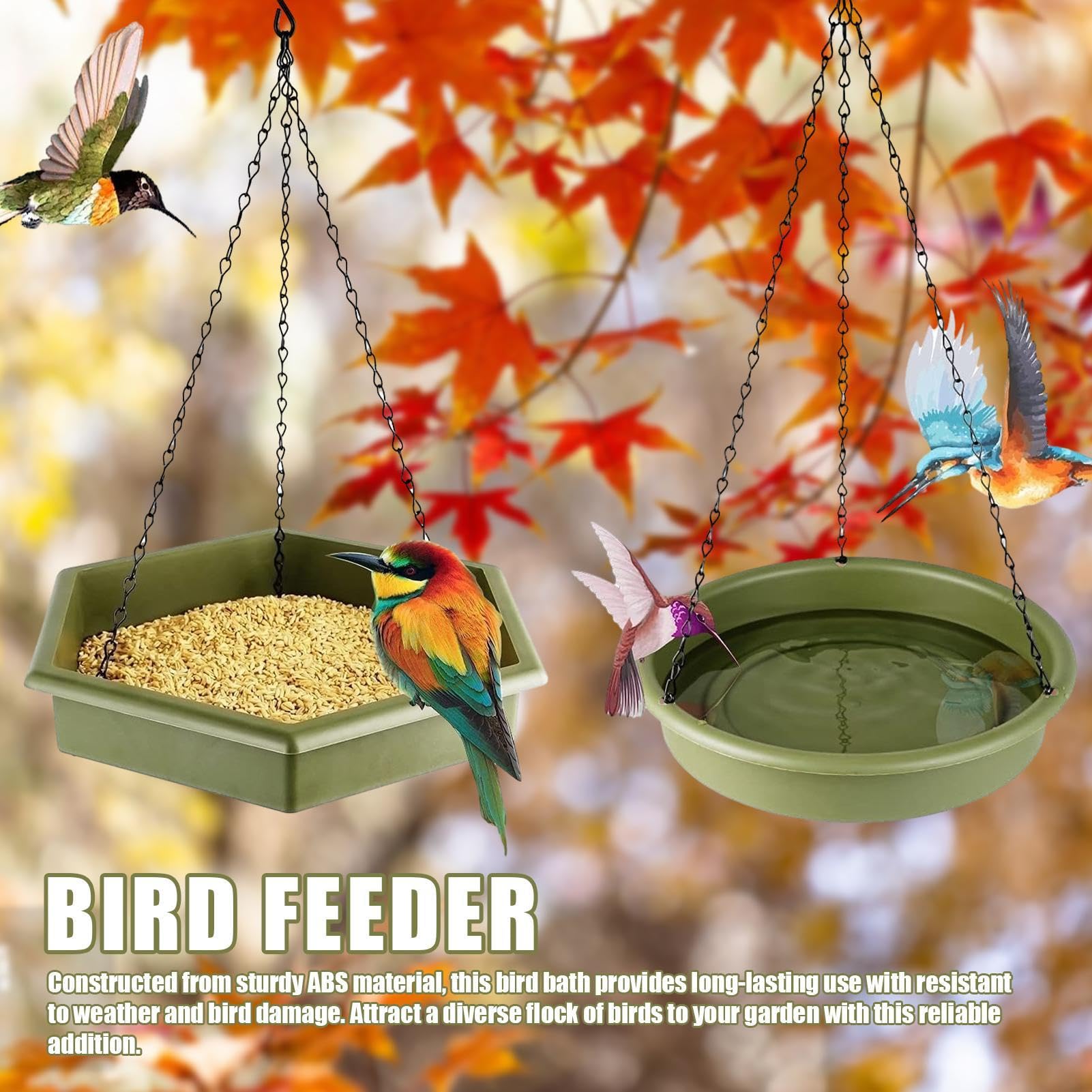 para pájaros con Forma de Colgar, comederos para | pájaros para Exteriores, 2 Piezas, Cuenco de baño para pájaros | Bebedero Exterior para pájaros
