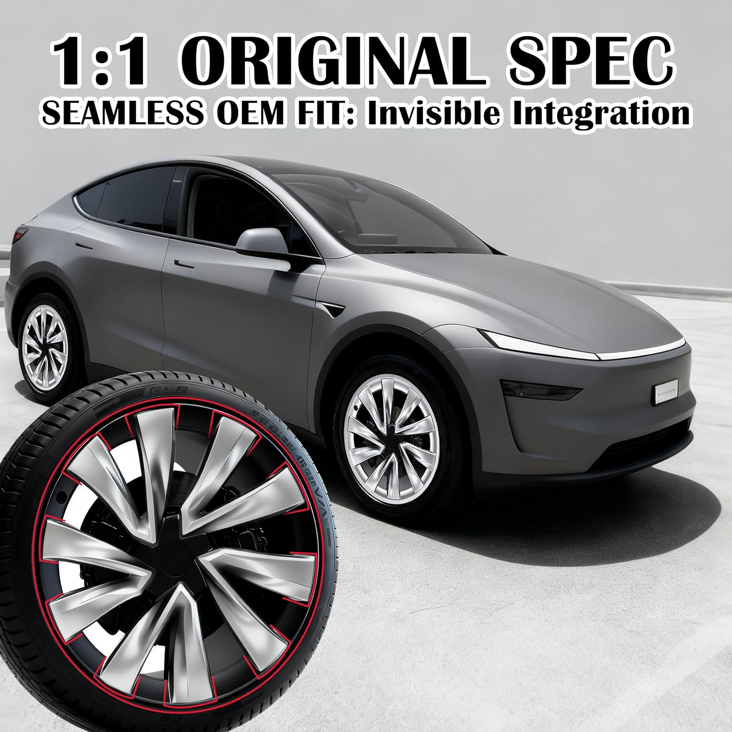 4Pcs Rim Protector for Tesla 2025-2026 Model Y Juniper 20 Inch Wheels - Premium Wheel Cover Kit with Full Edge Protection, Snap-On Hubcaps for Enhanced Style & Scratch Prevention (Black)