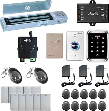 One Door Access Control Out Swinging Door 600lbs Maglock + Outdoor Keypad/Reader Standalone + Mini Controller + Wiegand 26, No Software, EM Card, 1000 Users Wireless Receiver + PIR - Visionis FPC-5146
