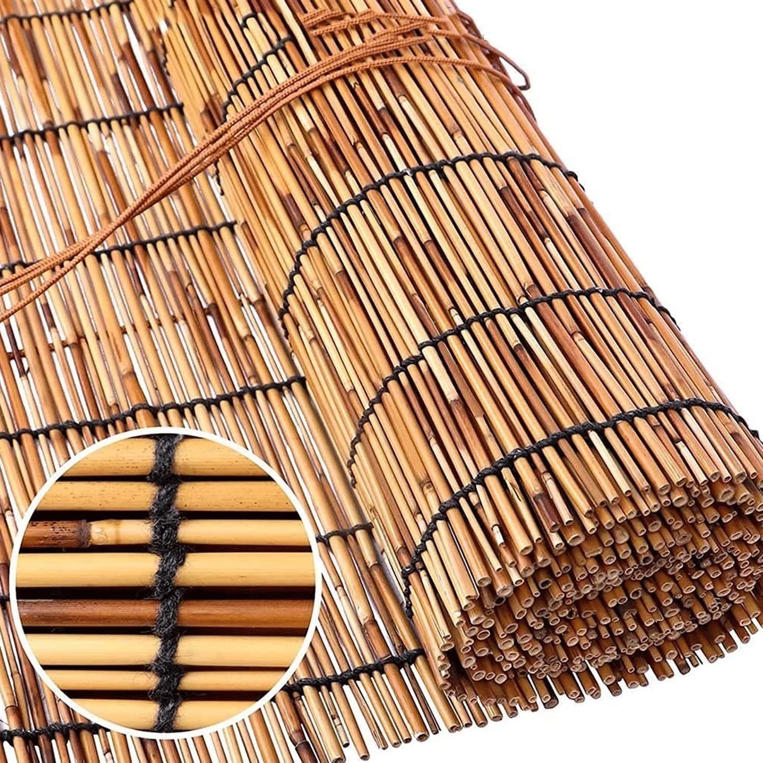 Natural Reed Screen Curtain,Bamboo Fencing,3.3 feet High x 16.4 feet Long Privacy Fence 1Screen Panels,Garden Decorative Reed Fence Roll,for Backyard Patio Garden and More (Color : Brown)