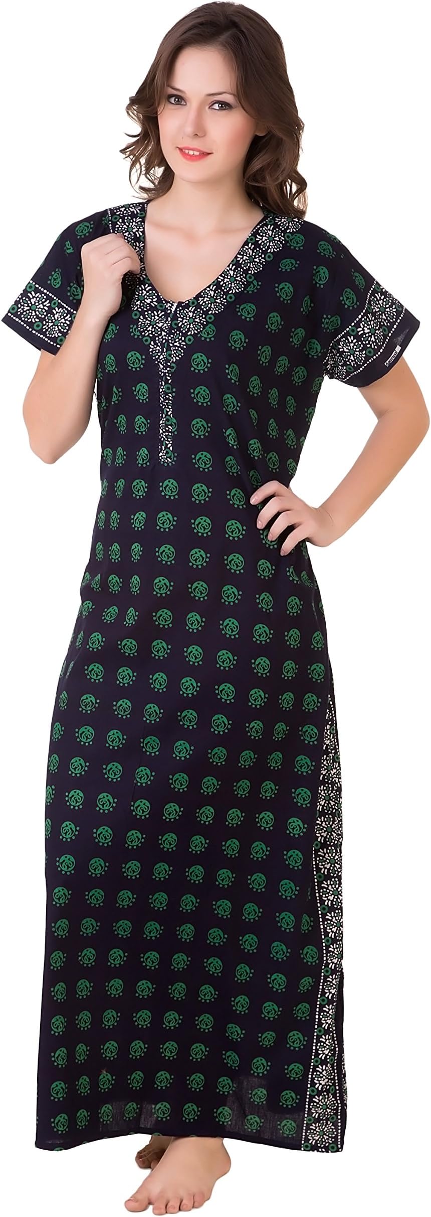 MashaWomen's Cotton Printed Maxi Nighty