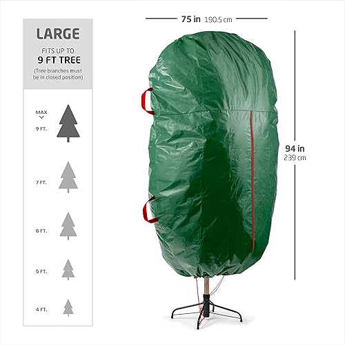 Miniatura 13 de Zober Bolsa vertical de almacenamiento para árbol de Navidad, se adapta a árbol artificial de 7.5 pies, bolsa para árbol de Navidad con dobladillo