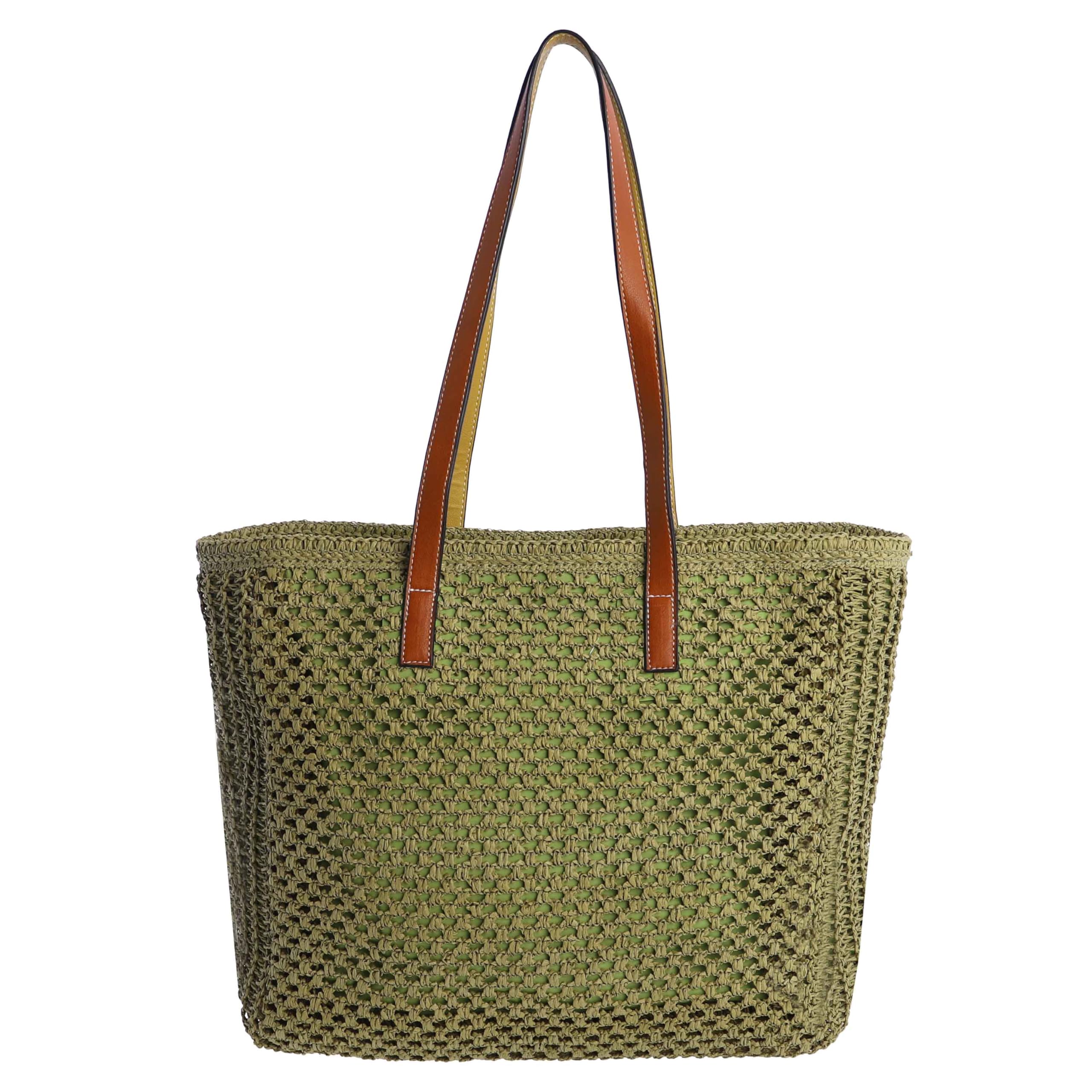 AMICHI - Bolso shopper mujer - Bolso mujer de rafia diseño artesanal para verano, Fuerteventura