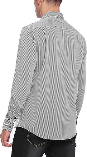 Miniatura 3 de COOFANDY Camisa de vestir ajustada para hombre, casual, con botones, de manga larga, con bolsillos