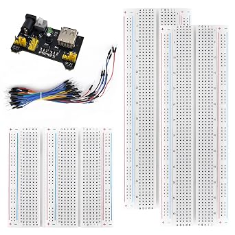 Solderless Breadboard Kit, Includes 2 Pcs 830 Tie Point Bread Boards & 2 Pcs 400 Tie Point, 65Pcs Jumper Wires,5V DC Power Supply for Arduino,Prototype Board