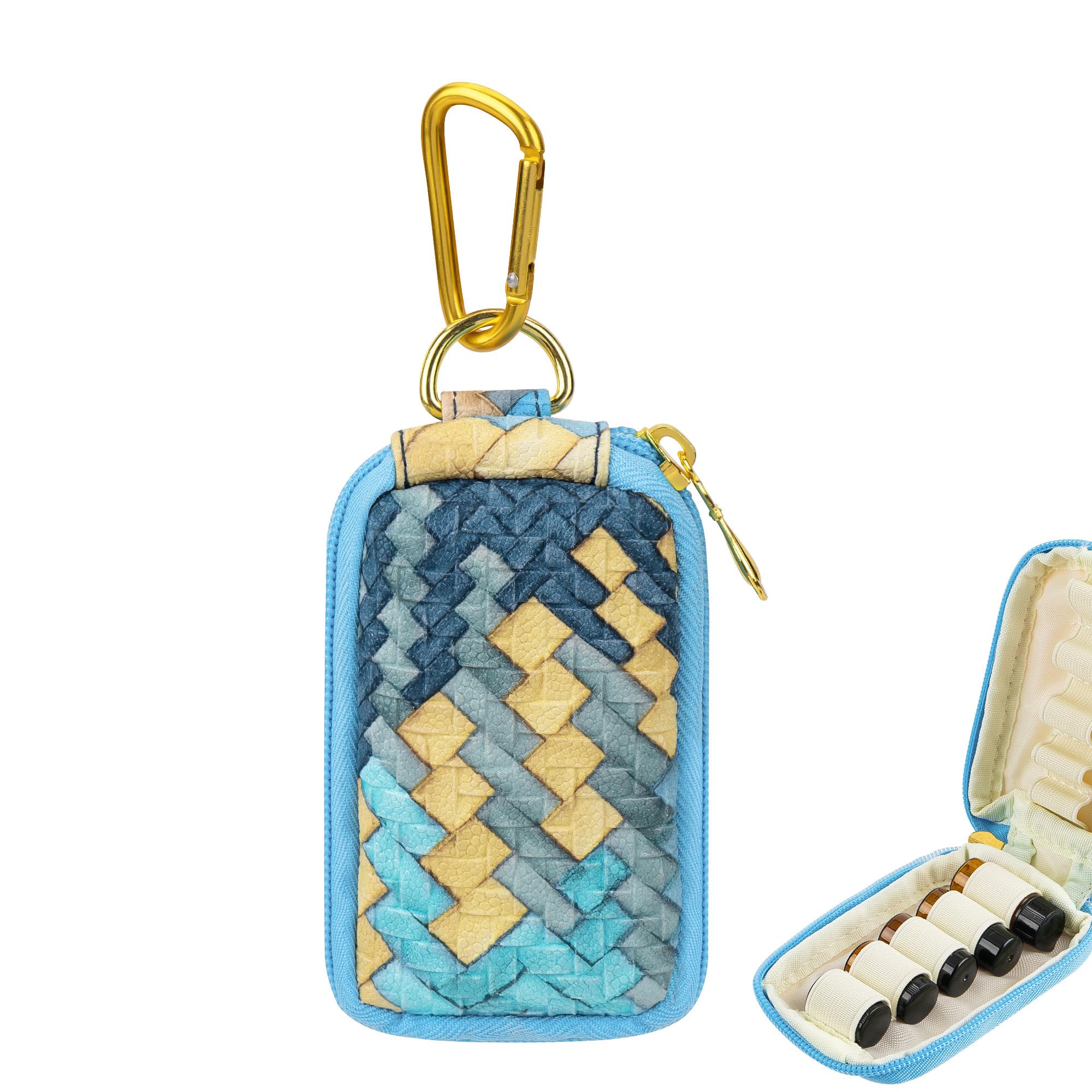 CAIRIAC 10 Holes Keychain Essential Oil Carrying Case, Portable Travel Essential Oil Pouch Storage Bag, Small Essential Oil Holder Organizer for 3 mL