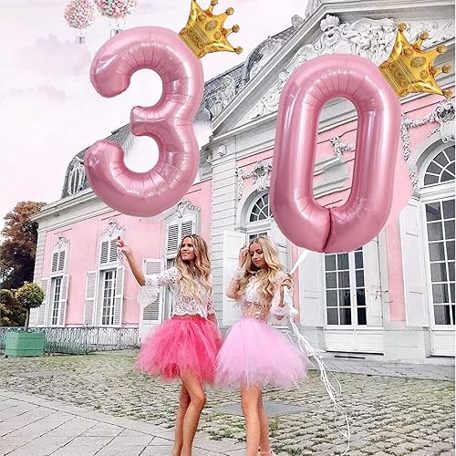 Miniatura 5 de Globo rosa de 40 pulgadas con número 8 y corona pequeña para decoraciones de fiesta de cumpleaños, decoraciones de fiesta de cumpleaños de 8 años,