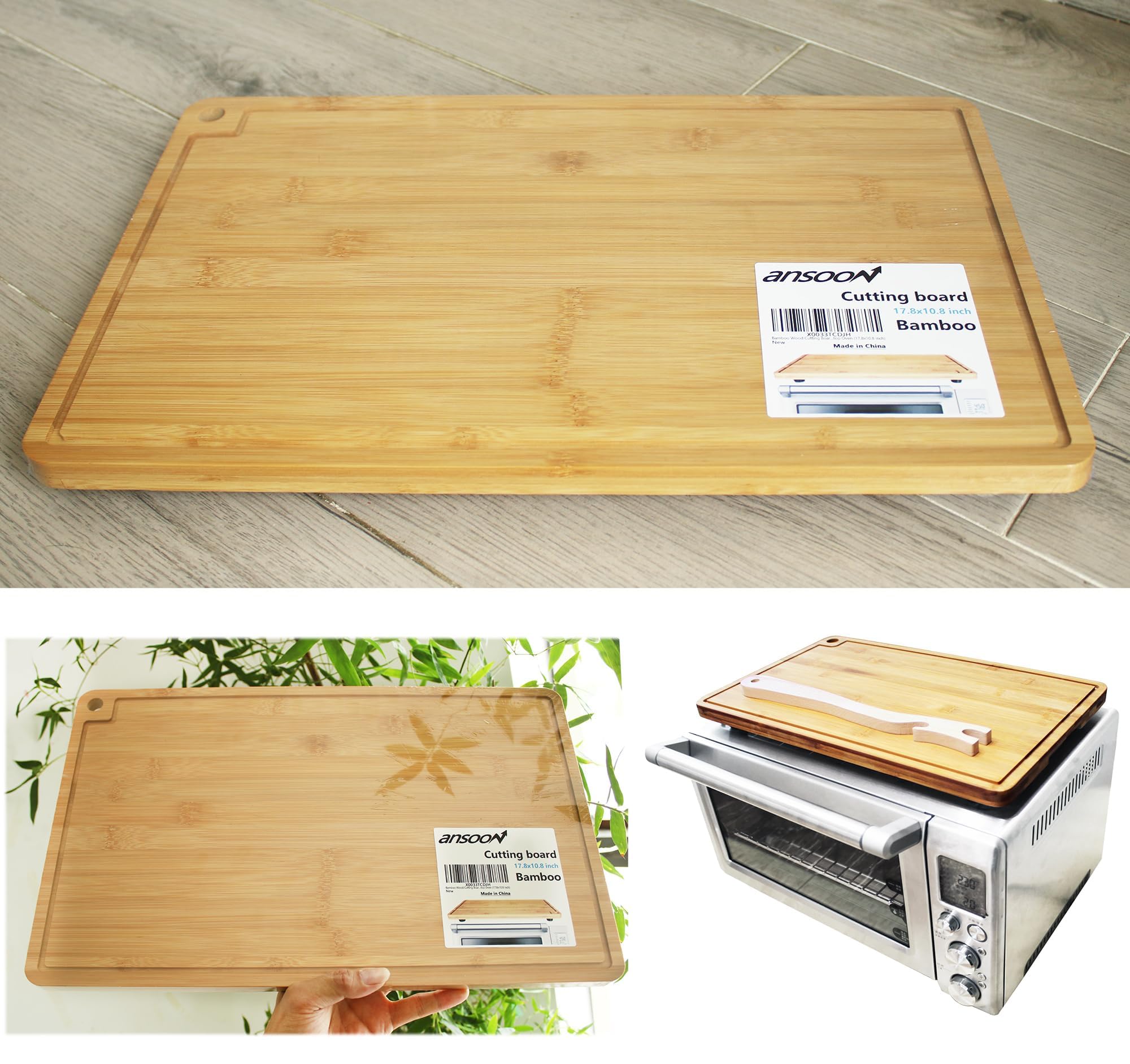 Deska do krojenia z drewna bambusowego kompatybilna z Breville BOV800XL 860BSS 845BSS, chroni inteligentny piekarnik, z odpornymi na wysokie temperatury silikonowymi nóżkami i akcesoriami do stojaka