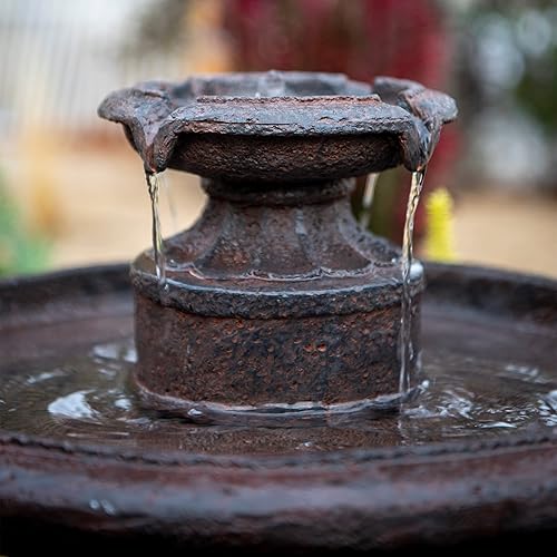 Vista 20 de XBrand Fuente de baño para pájaros de 28 pulgadas, 1 nivel, para exteriores, resina marrón, bomba de apagado automático, función decorativa de agua