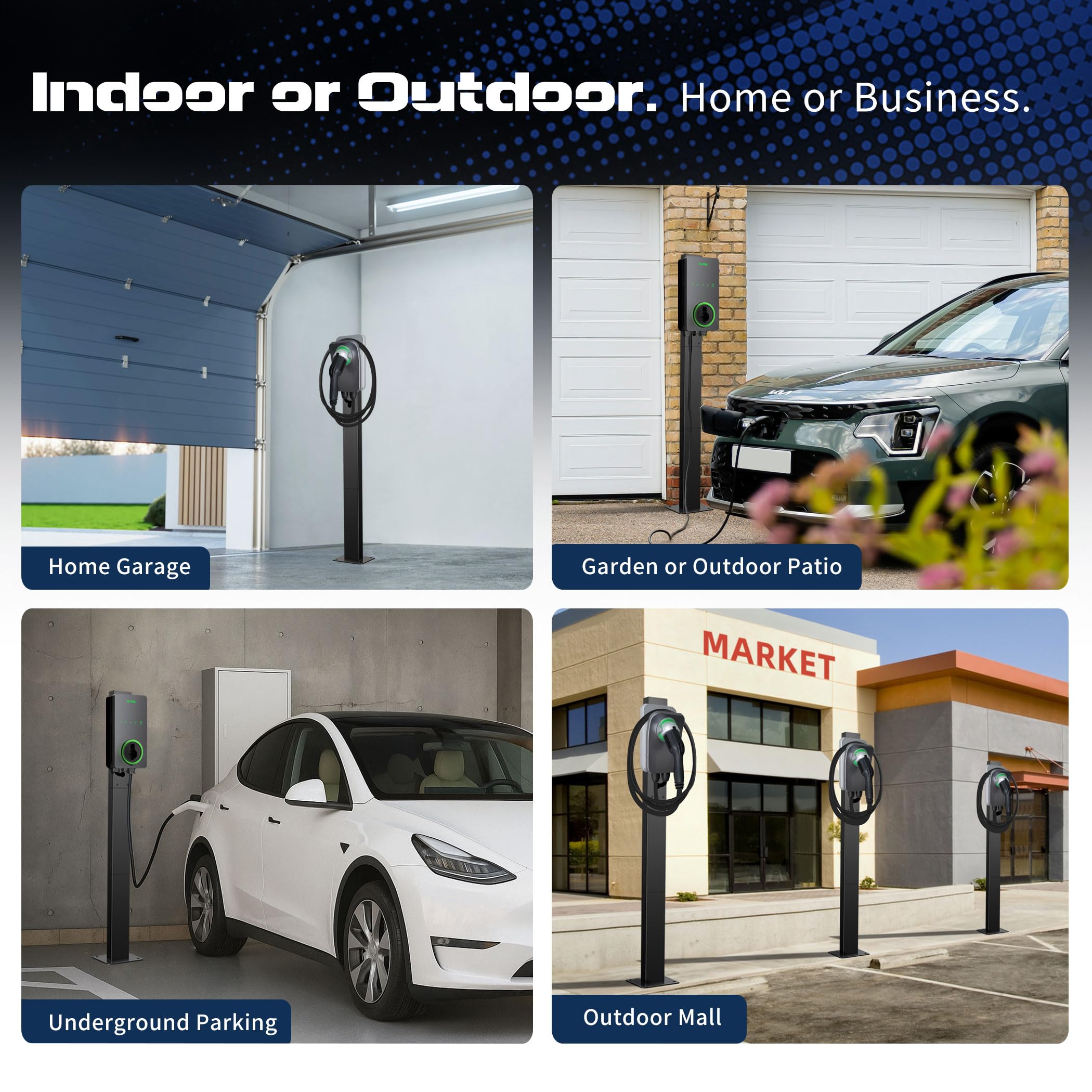Wallbox - Pied de Support pour borne de Recharge Mobile Tesla - Station de Charge pour l'extérieur - Colonne de Charge pour borne de Recharge Mobile Tesla - Support de borne