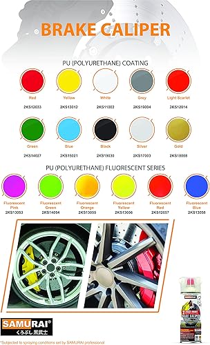 Miniatura 6 de SAMURAI Pintura en aerosol de poliuretano de 2 partes para pinza de freno de automóvil, 11.3 onzas, resistente a los rayos UV y a la oxidación