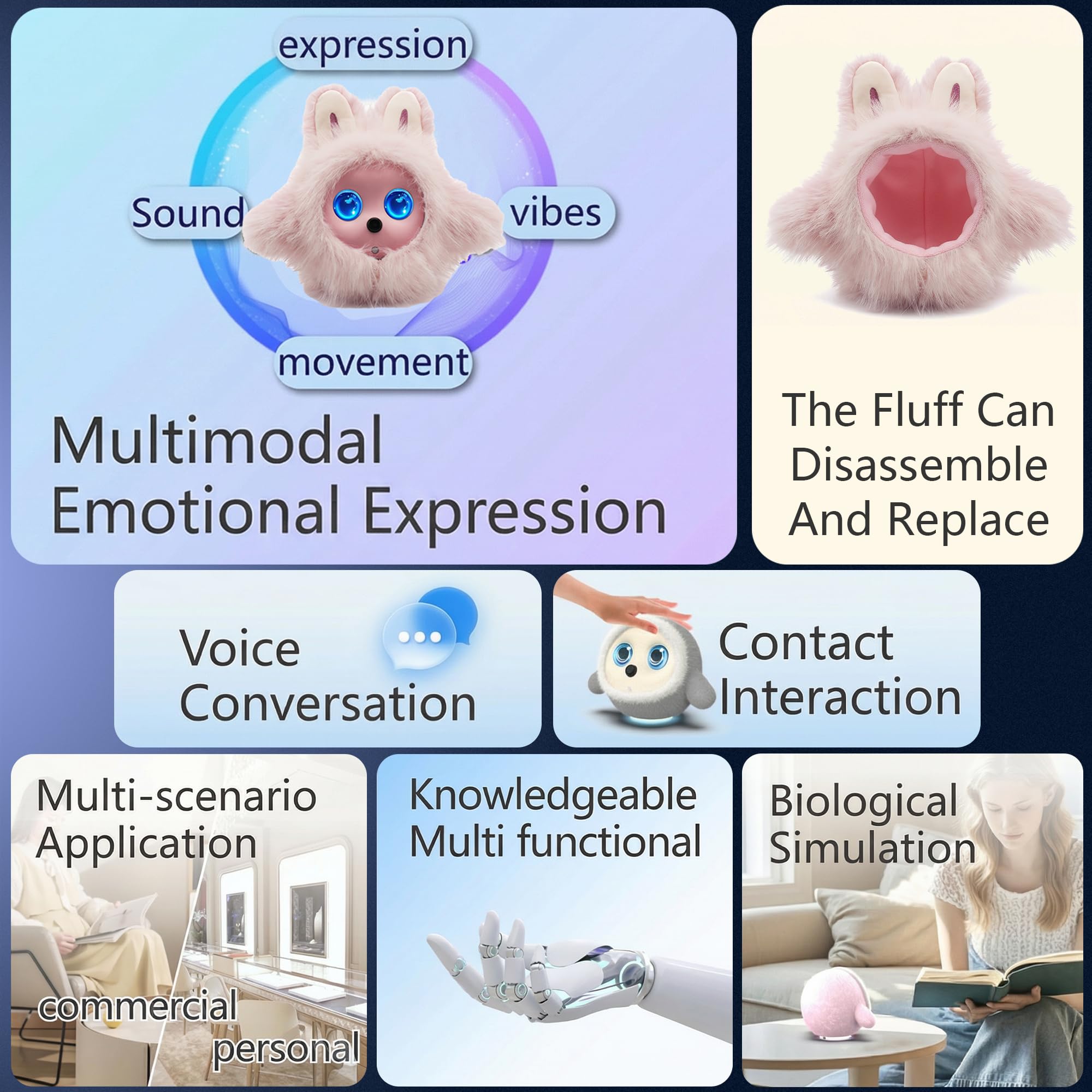 Kehuitry AI Robot Interactive Pet for Kids and Adults with Face Recognition & Storytelling, Desktop Companion Robot with LED Emotion Eyes, Talking Robot Pet for Stress Relief & Real-Time Interaction