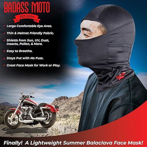 Miniatura 4 de Badass Moto Pasamontañas de motocicleta para hombre, máscara de esquí negra para hombres, máscara de motocicleta, polaina de cuello, máscara de cara