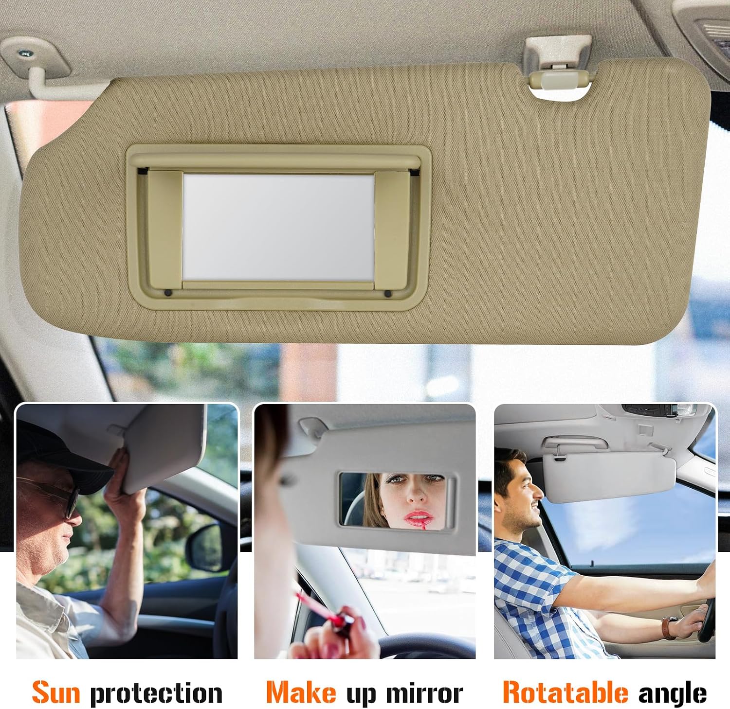 Sun Visor for Honda CRV 2017-2022 Without Light, Left Driver Side Beige SunVisor Replacement 83280TLAA12ZB