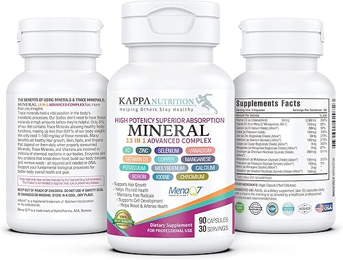 Miniatura 2 de KAPPA NUTRITION (90 cápsulas, vitamina K2, vitamina D3, zinc, selenio, vanadio, cobre, manganeso, potasio, molibdeno, calcio, cromo, yodo, boro,