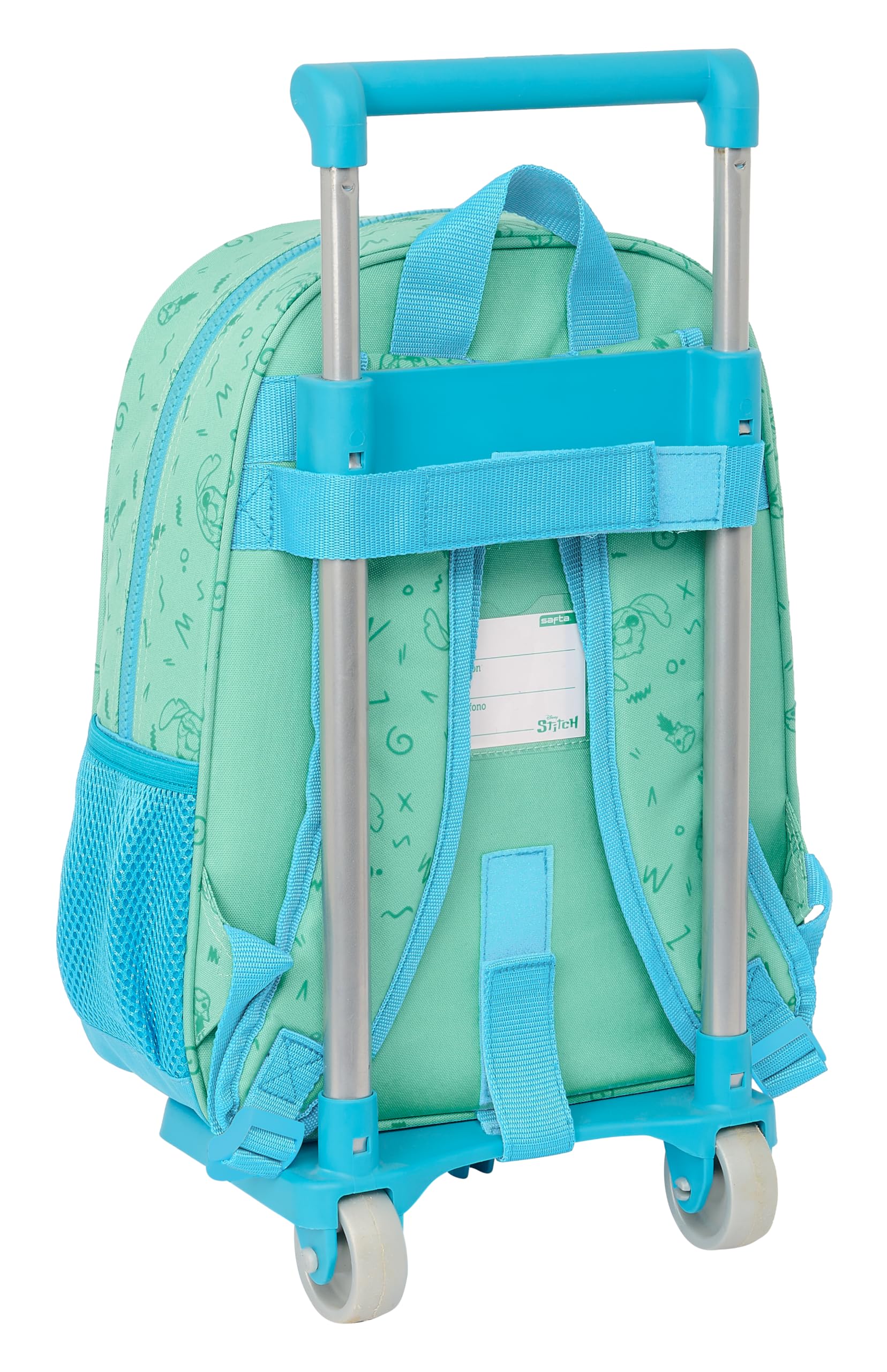 Safta STITCH ALOHA - Mochila Infantil con Carro 705, Ideal para Niños de Diferentes Edades, Cómoda y Versátil, Calidad y Resistencia, 26x11x34 cm, Color Turquesa