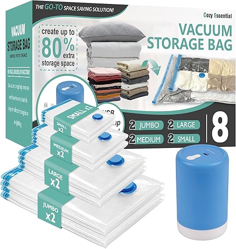 Miniatura 13 de Paquete de 4 bolsas de almacenamiento al vacío XXL jumbo, bolsas de sellado al vacío extra grandes para edredones, ropa de cama, almacenamiento