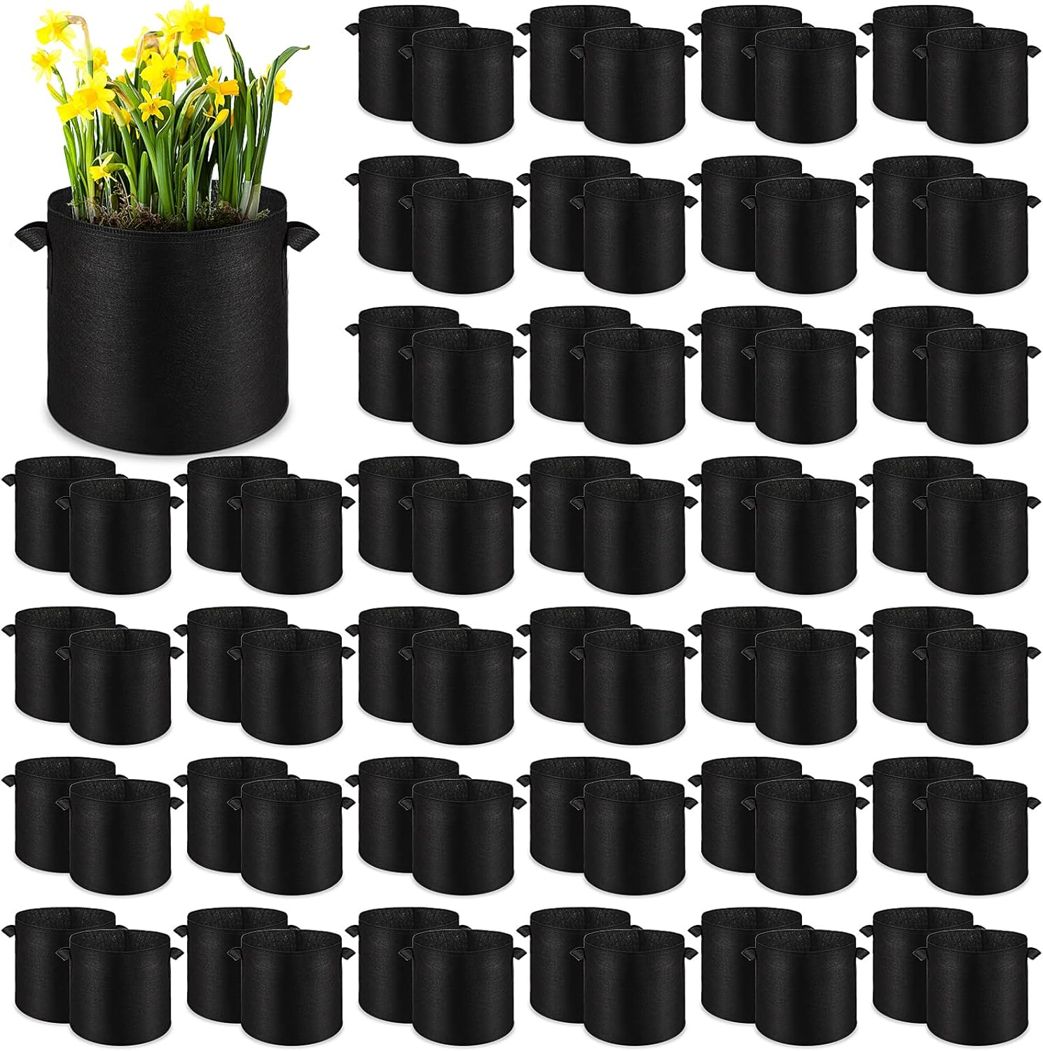 Thenshop 80 Pack 5 Gallon Plant Grow Bags Aeration Fabric Pots with Handles Heavy Duty Planting Containers Non Woven Garden Bags Thick Breathe Planter Bags to Grow Vegetables Flowers Fruits, Black