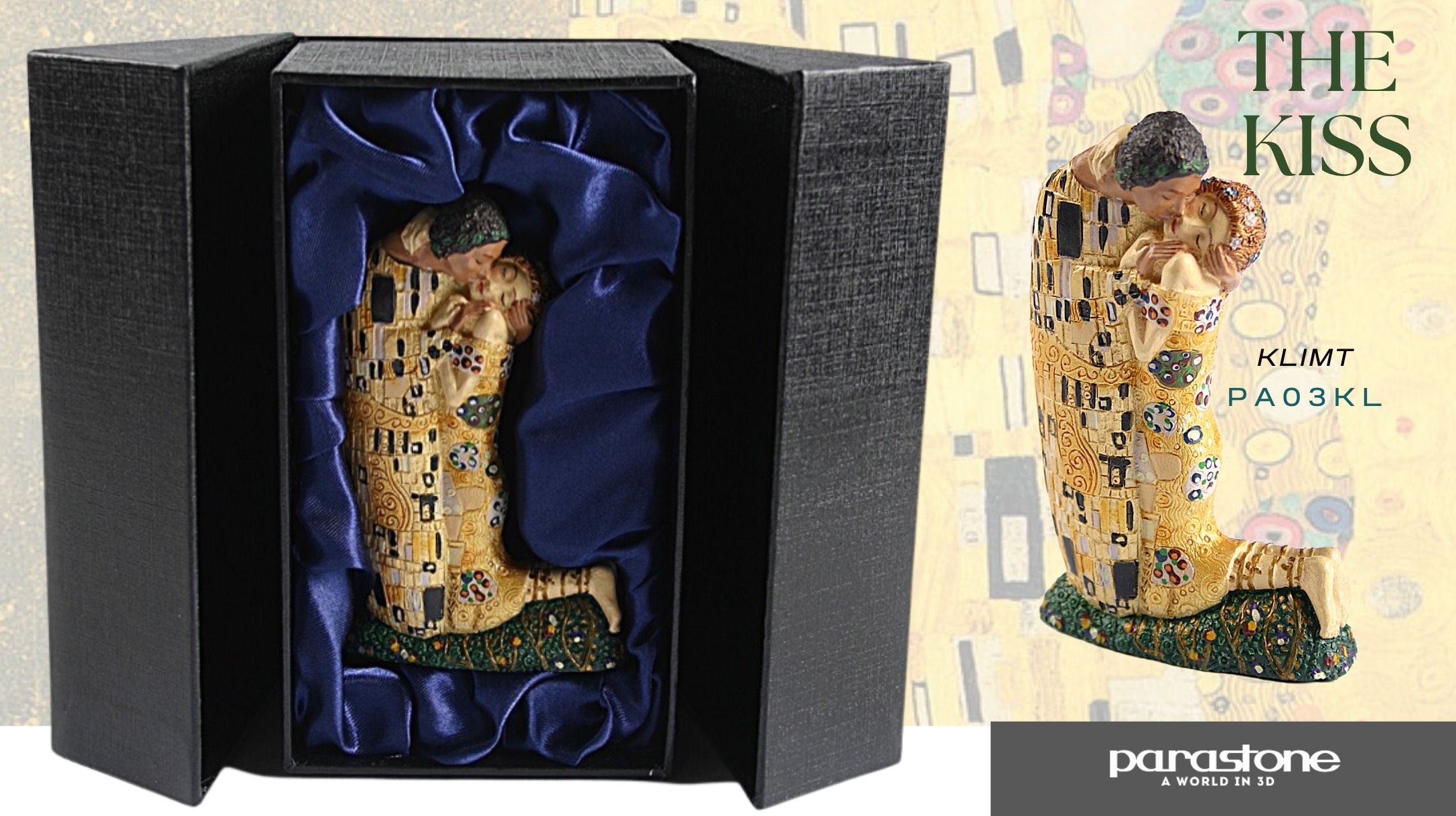 Estatua miniatura Klimt El Beso (1907) miniatura 2