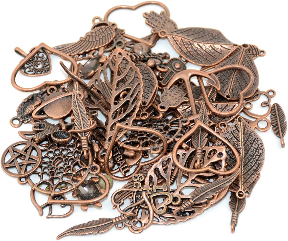 100g Mixed Charms Pendants Assorted DIY Antique Bronze Charms Pendant for Crafting Bracelet Necklace Jewelry Findings Jewelry Making Accessory