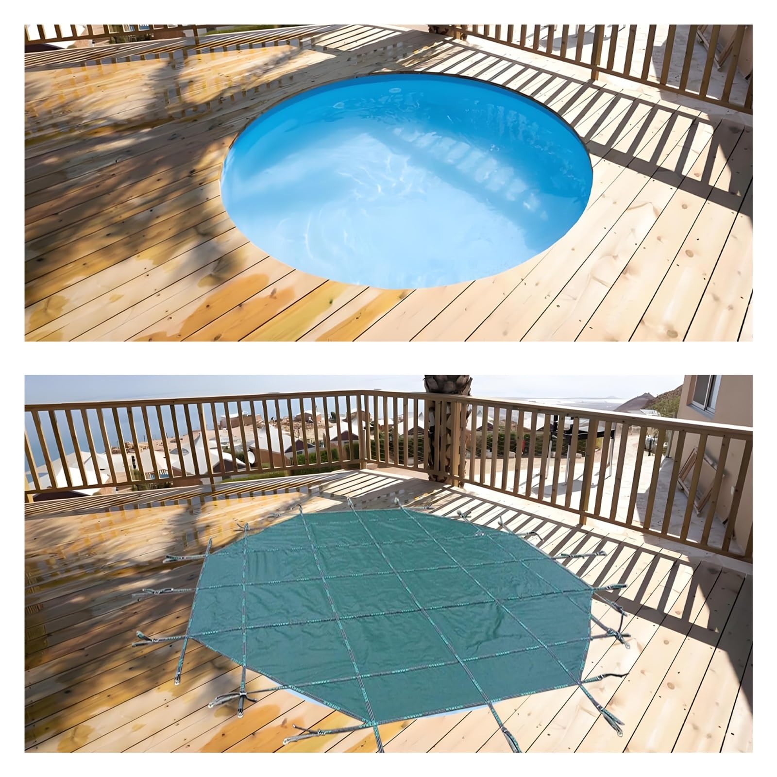 Couverture de Piscine Couverture De Sécurité Personnalisable pour Piscine, Couverture Ronde Extra Large pour Feuilles De 3-35 Pieds, pour Jardin Privé, Hôtel Et Pliable(Green,0.9m-3 Foot)