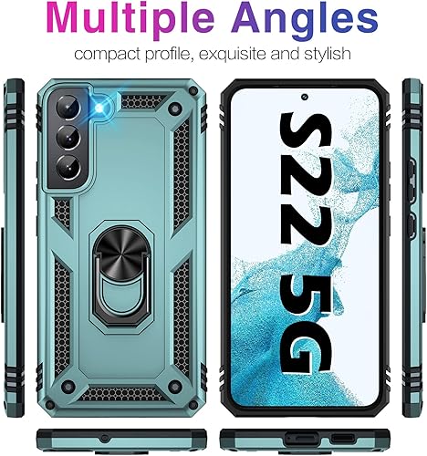 Miniatura 6 de Vaki Funda para Samsung Galaxy S22 5G con protector de pantalla integrado de grado militar, cubierta dura y resistente, funda resistente para Galaxy