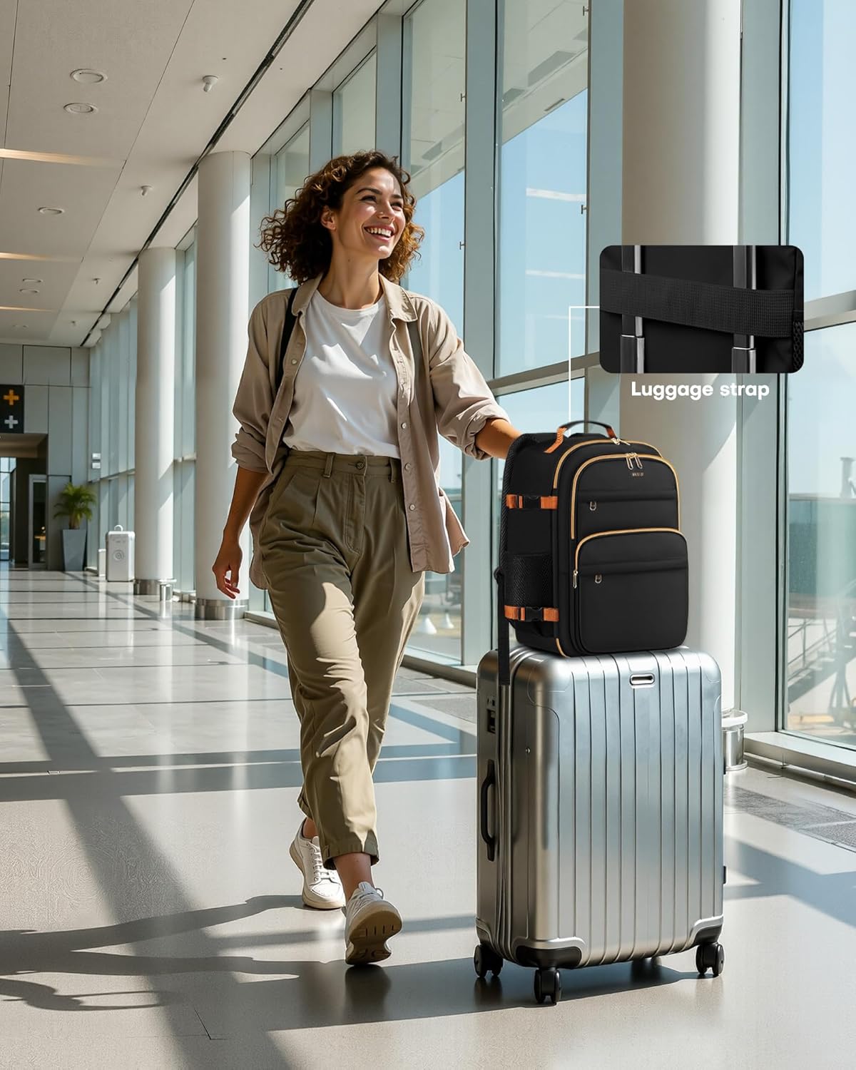 HOTOR Travel Backpack for Women - Large 15.6inch Laptop Computer Bag Water-Resistant Carry on Backpack Flight Approved Personal Item Travel Bag for Work, Business, College, Black, 13.0" x 7.9" x 17.3" - Image 6