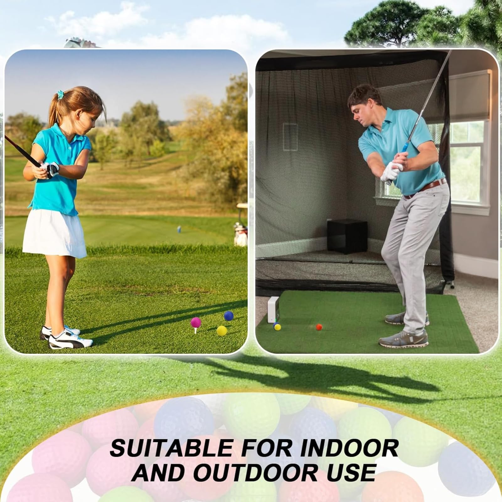 AHEJIOO 16 pelotas de golf, pelotas de golf, pelotas de espuma, pelotas de minigolf, comprar, alfombrilla de vicio putting, pelota de espuma, colorido entrenamiento