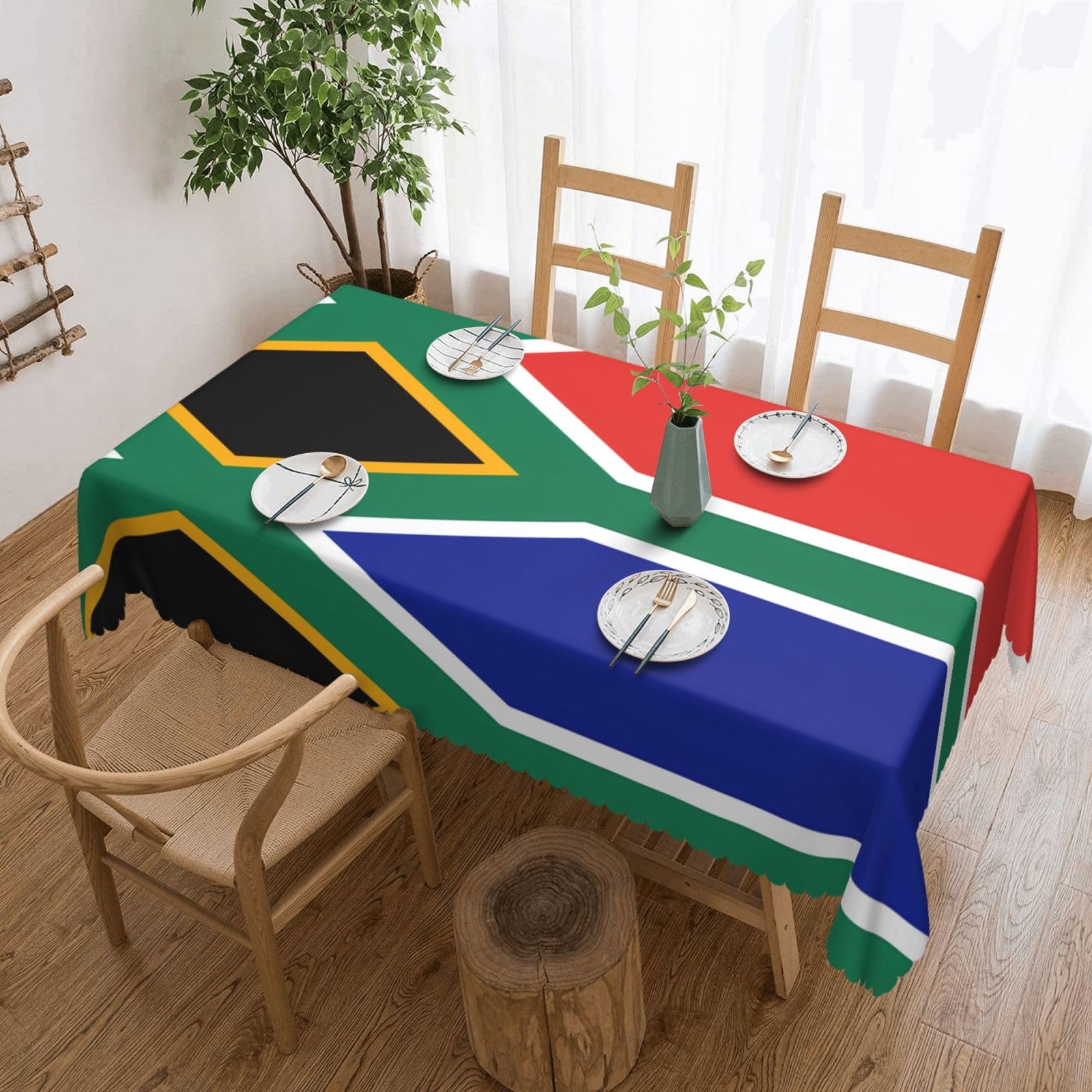 HLSBSSL South Africa flag Patterned square lace tablecloth, wrinkle-resistant and durable, suitable for dining tables, parties, etc.