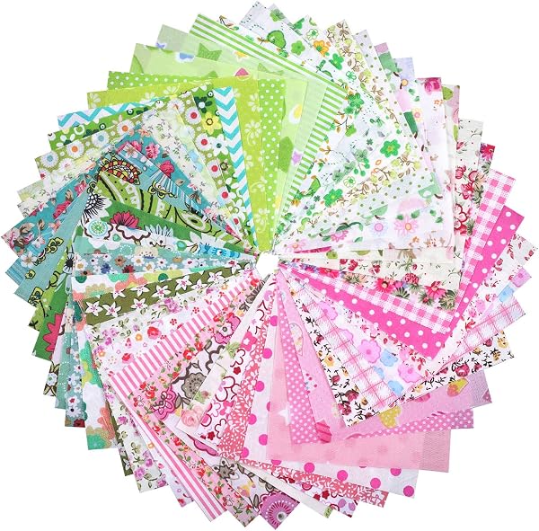 50PCS 4" X 4" Cotton Fabric Squares, Precut Quilting Craft Bundle, Fabric for Sewing Multi-Color Patterns for DIY Sewing, Patchwork, Scrapbooking, Doll Clothes - 1