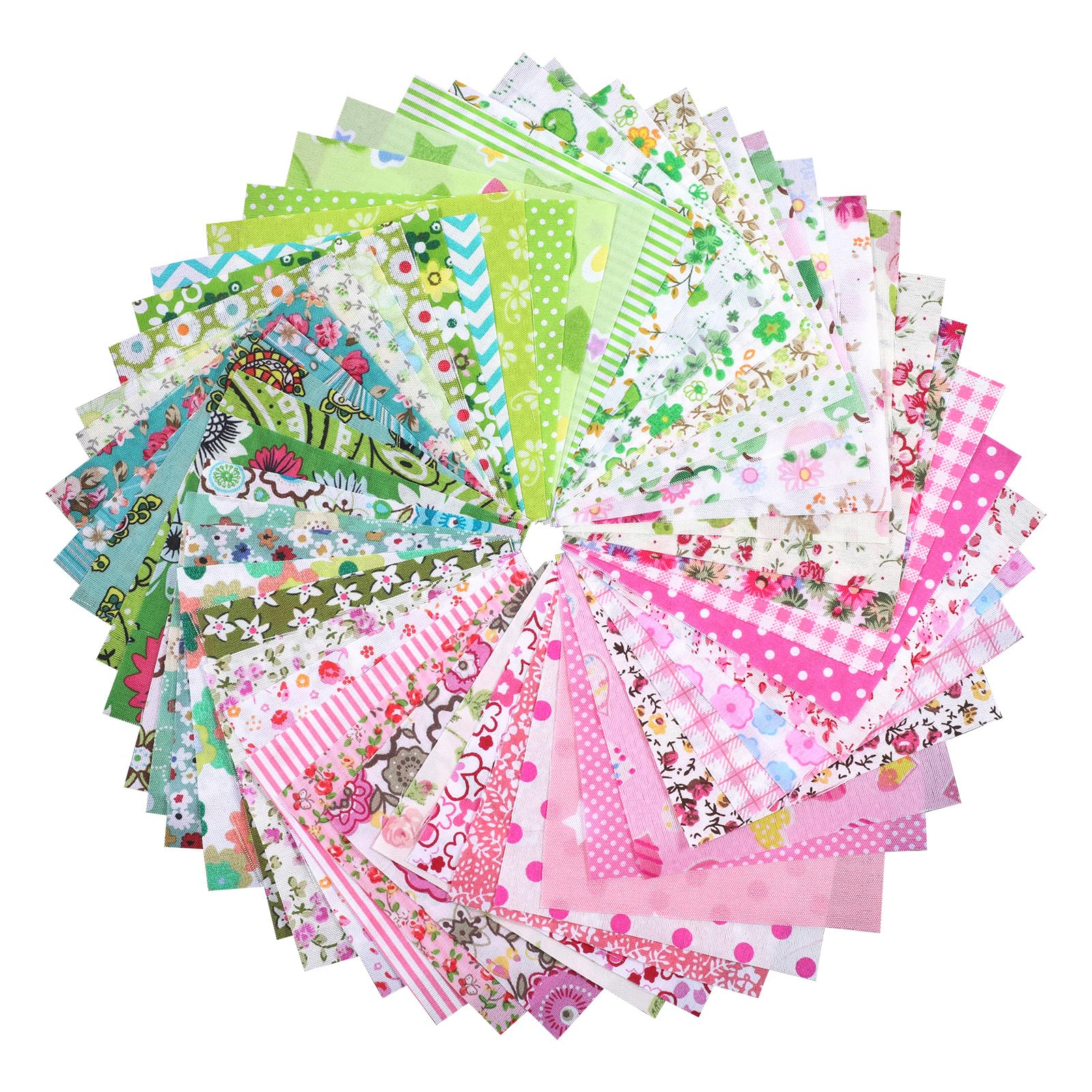 50PCS 4" X 4" Cotton Fabric Squares, Precut Quilting Craft Bundle, Fabric for Sewing Multi-Color Patterns for DIY Sewing, Patchwork, Scrapbooking, Doll Clothes