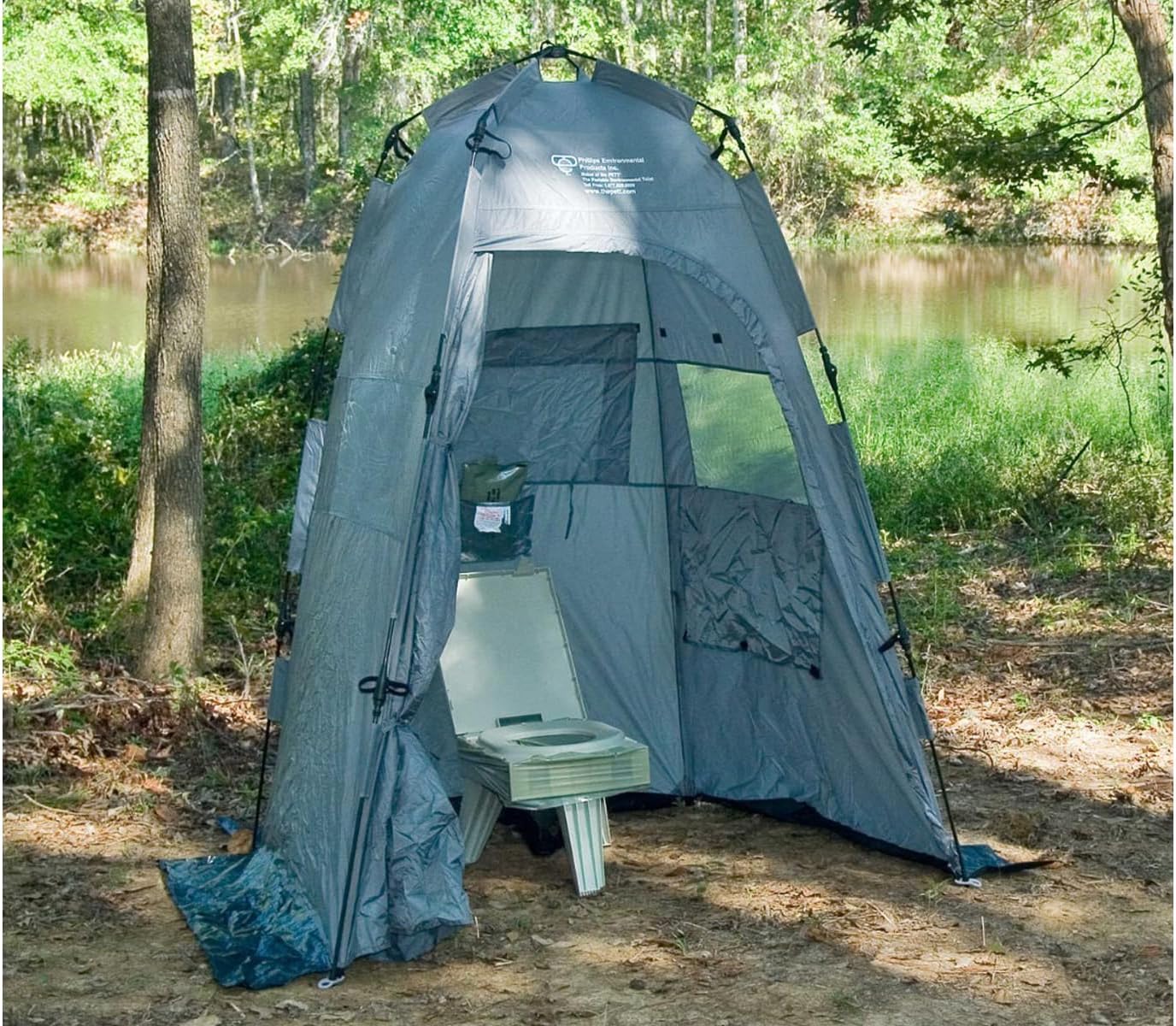 Cleanwaste Go Anywhere Complete Portable Toilet System - Full Bathroom Solution in a Backpack with Toilet, Privacy Shelter, Waste Kits & Trash Bag (Camping, Military, Emergencies)