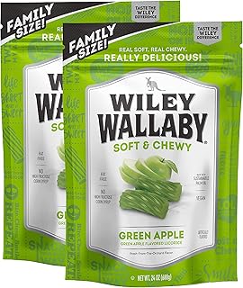 Wiley Wallaby Licorice 24 Ounce Classic Gourmet Soft & Chewy Australian Green Apple Licorice Candy Twists, 2 Pack