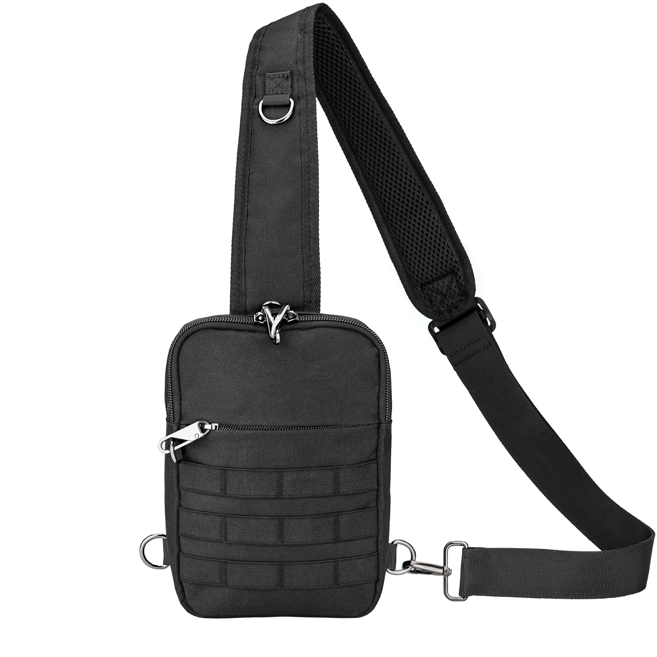 Anti Diebstahl Sling Bag Taktische Wasserdicht Klein Umhängetasche Chest Schwarz Crossbody Bag Brusttasche Herren Schultertasche Tasche Handtasche mit Reißverschluss Lock und RFID-Blockierung