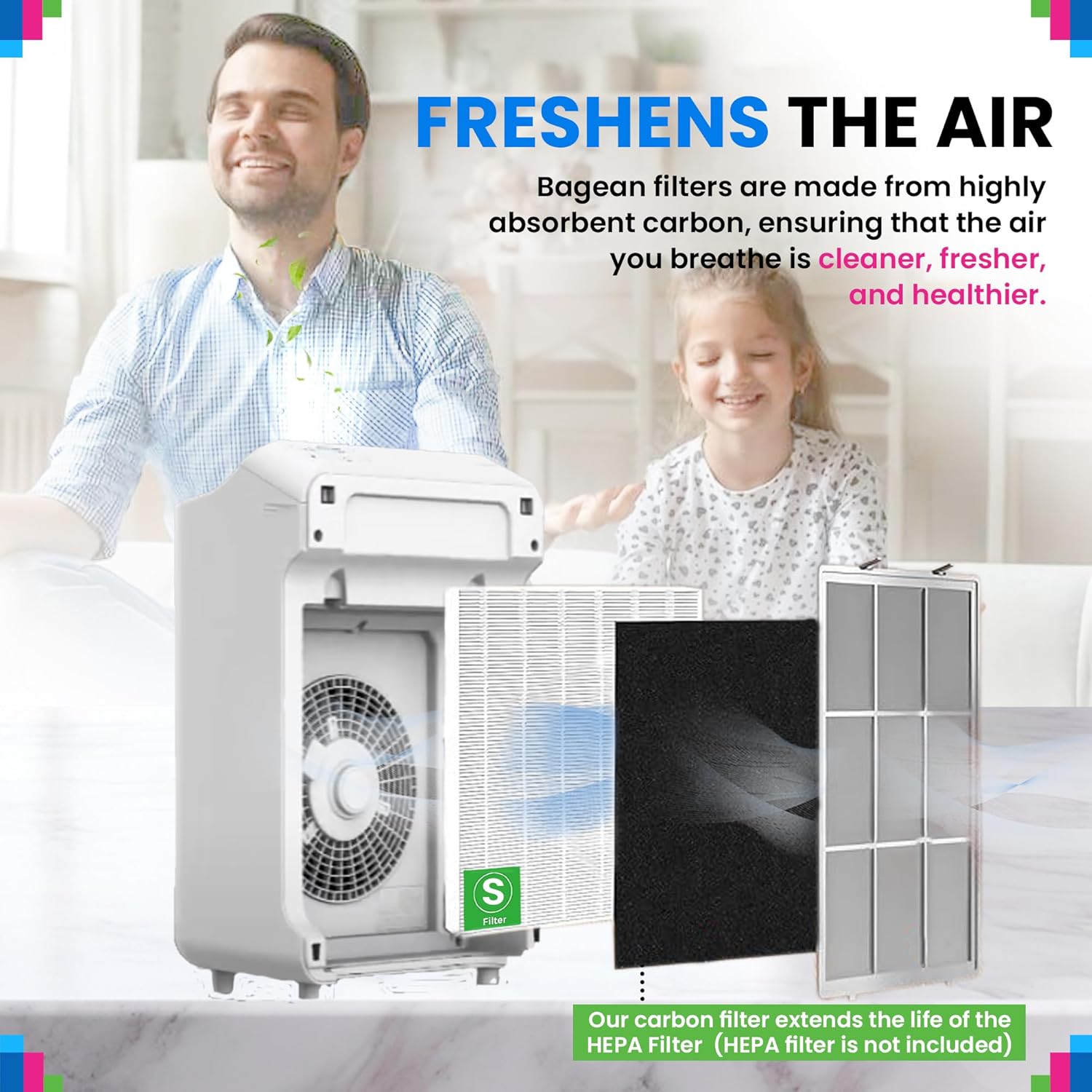 Bagean C545 Carbon Prefilter S - Compatible with Winix Air Purifier Filter Replacement - Fits Winix C545 Replacement Filter - Activated Carbon Filters Absorb Odors and Freshen the Air (8-Pack) - Image 5