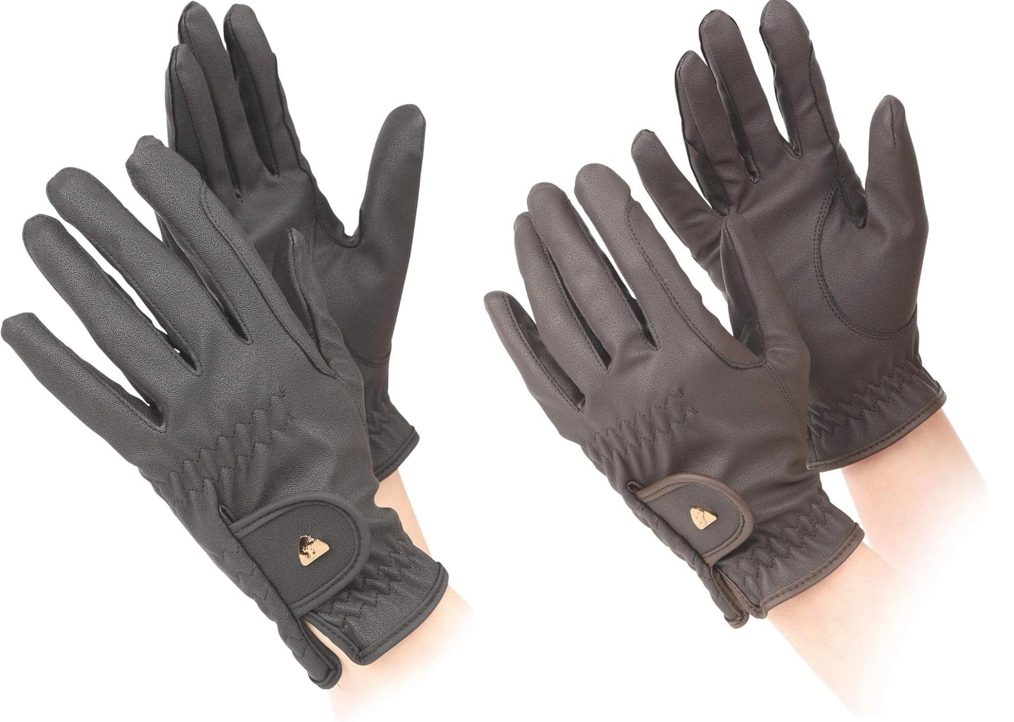 Aubrion Shires PU Synthetic Leather Horse Riding Gloves Child - Brown Large, Brown