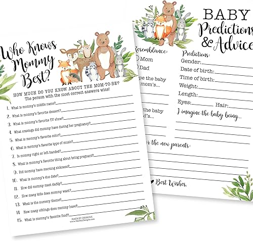 Miniatura 11 de Hadley Designs Juegos de baby shower para 25 invitados – Predicciones de bebé y tarjetas de consejos florales rosas para nuevos padres, quién sabe