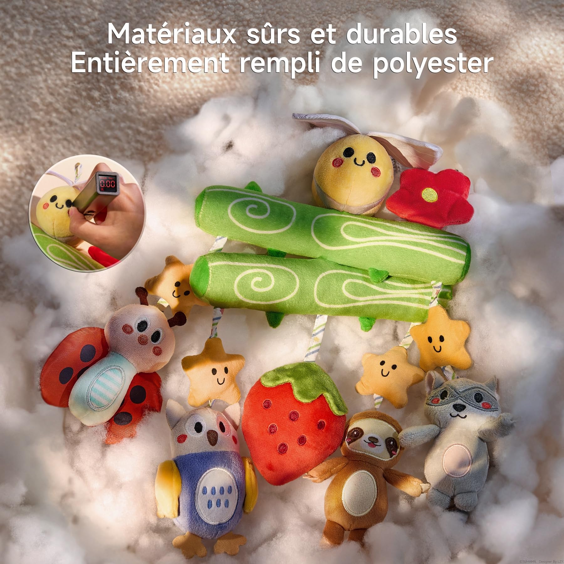 TUMAMA KIDS Jouet Bebe 0 3 6 mois, Peluche Bebe Hochet Jeux abeille avec grincement, tintement, Jouet Eveil Cadeau Sensoriel Bébé Poussette Gym Berceau Jouet à Suspendre
