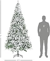 Vista 7 de HOMCOM Árbol de Navidad artificial de pino flocado de nieve sin luz de 9 pies de alto con ramas realistas, verde