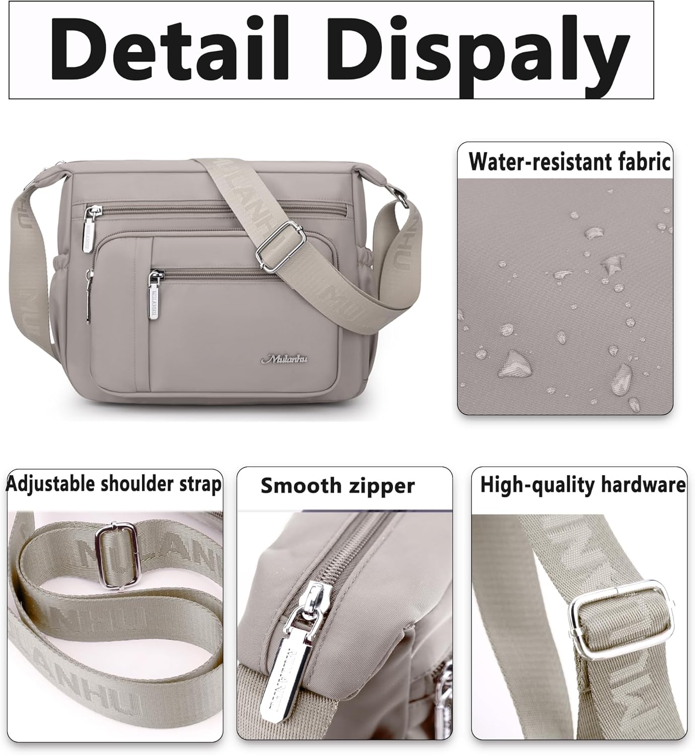 Womens CrossbodyBags Nylon Waterproof Handbags Shoulder Purses Roomy Multiple Pockets Pocketbooks - Image 5