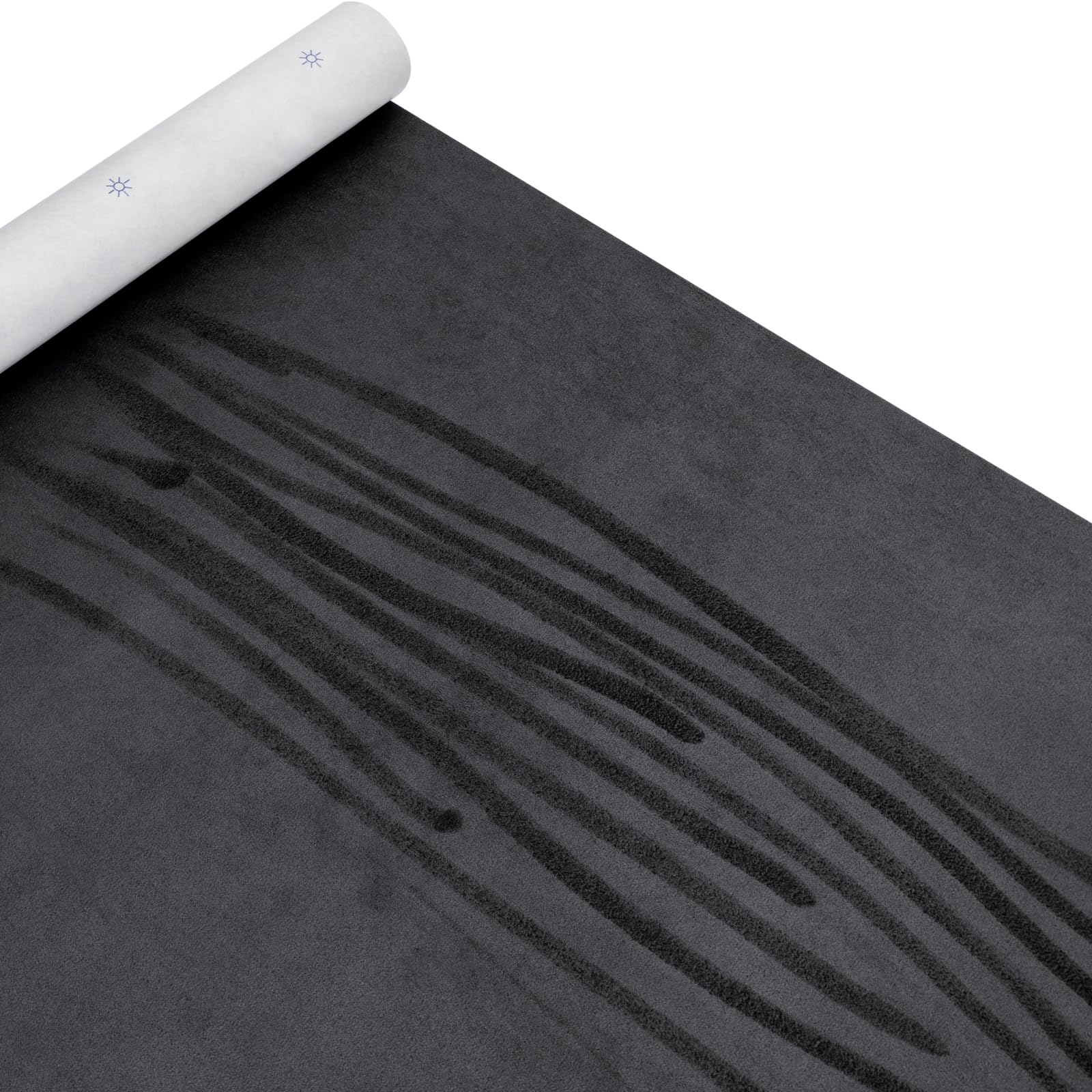 Y.A. LOTUS Black Grey Microfiber Fabric Self-Adhesive Suede Look 17in x 72in, Premium Synthetic Leather - Stretch Film Fabric Perfect for car Interior Decorate