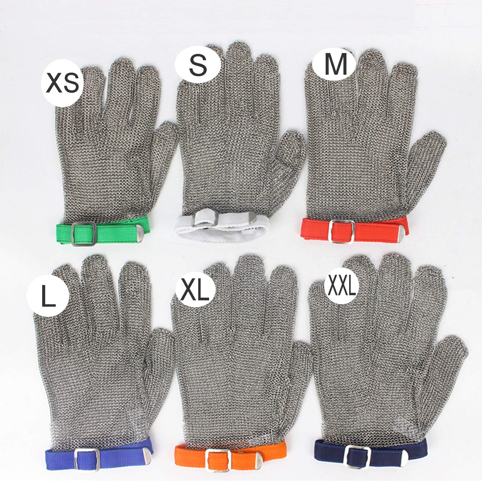 Guantes Anticortes, Guantes Resistentes a Cortes de Acero Inoxidable con bisagras, Nivel 5, protección de Seguridad, universales para Trabajo Izquierdo y Derecho.