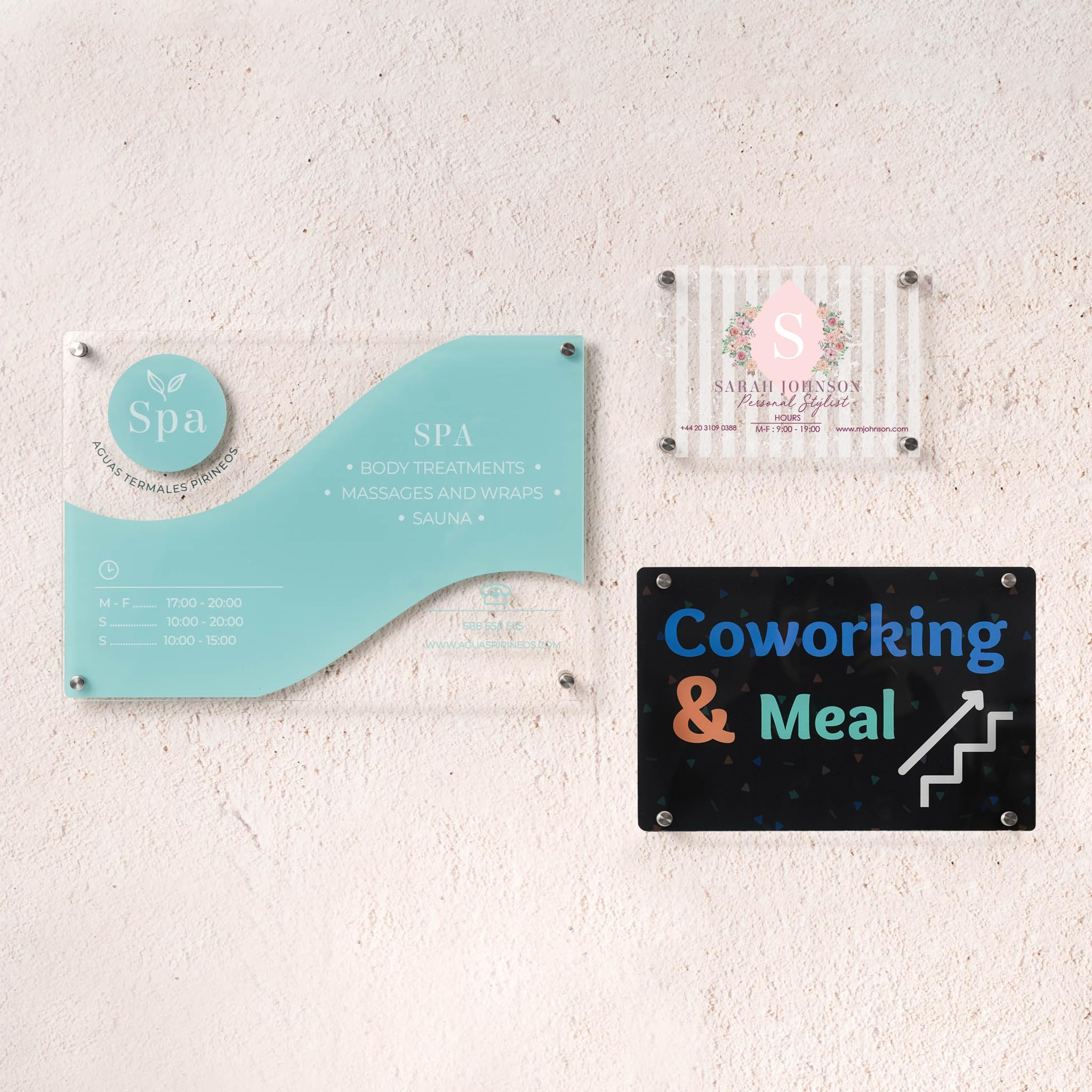 Wanapix | Placa Metacrilato A4 Personalizada | Letrero Personalizado Empresa/Negocio/Oficina/Despacho | Tornillos Incluidos | Rectangular 30x21 cm
