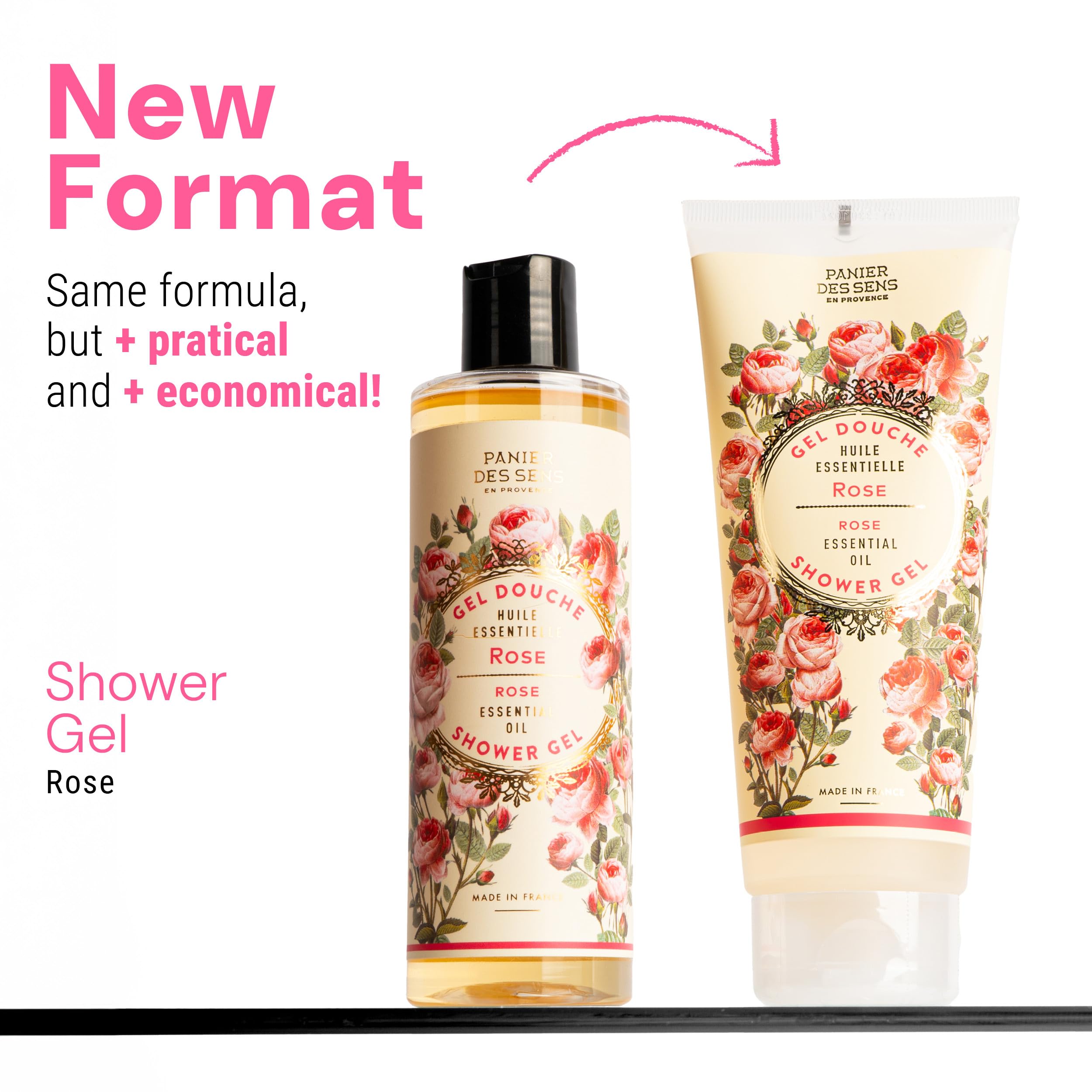 Panier des Sens, Rose Essential Oil Shower Gel, Body Wash for Women & Men, With Shea Oil - Image 3
