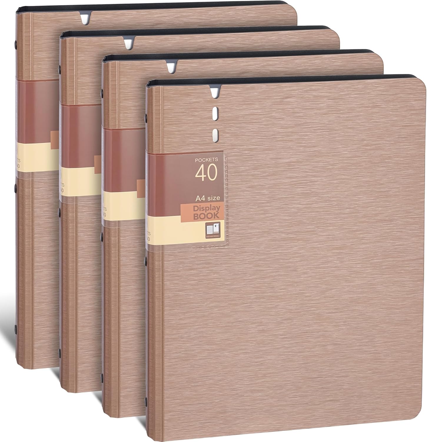 Presentation Binder 40-Pocket, Displays 80 Pages, 9x12 inch with Plastic Sleeves, Portfolio Organizer for Documents, Certificates, Artwork, Photos, Clear Sheet Protectors (Champagne, 4 Pack)