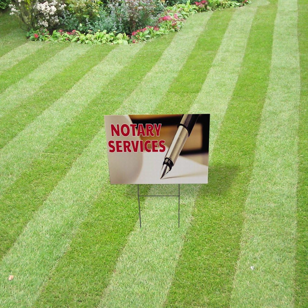 Weatherproof Yard Sign Notary Services Outdoor Advertising Printing White Lawn Garden Online 18x12 Inches 2 Sides Print