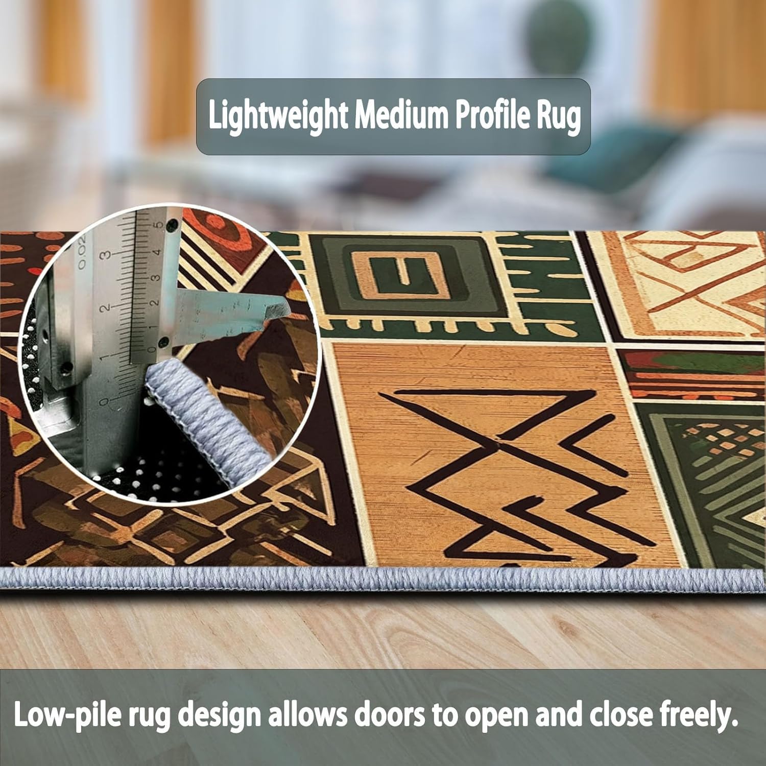 Round Area Rug 2' x 2', Traditional Geometric Patchwork Stripes Round Rug for Bedroom Living Room, Vintage Style Washable Non-Slip Circle Rug, Floor Carpet Mats Modern Home Decor Circle Carpets
