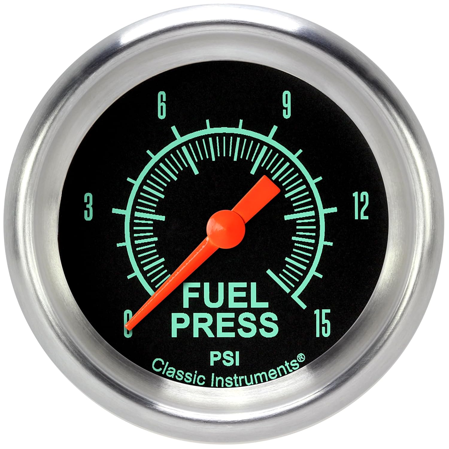 Classic Instruments GS345APF G-Stock 2 5/8"" Fuel Pressure Gauge 15Psi Electric Al